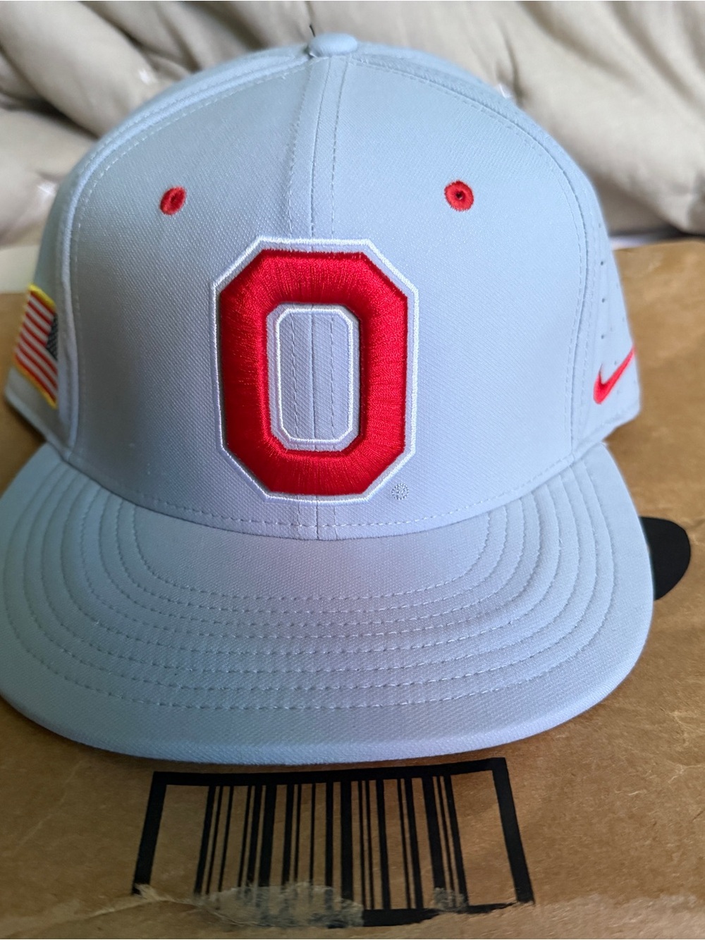 Nike White Baseball Cap with Red 'O' Patch